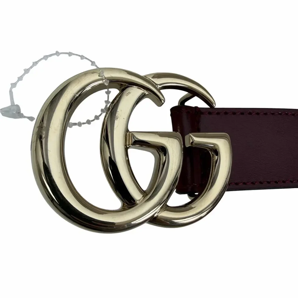 Gucci GG Marmont Belt Red Leather Gold Buckle Women Size 95/38